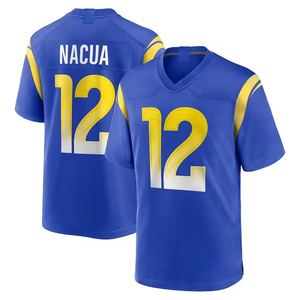 Maillot de football cousu Los Angeles Donald en promotion # 99 Kupp # 10 Nacua # 17 uniformes de sport personnalisés bleu et blanc - Product Image 6