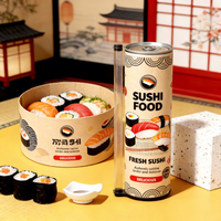 Tube en papier rond pour sushi Suka Sushi Burrito, emballage personnalisé, écologique, de qualité alimentaire, jetable, ensemble de contenants pour sushi