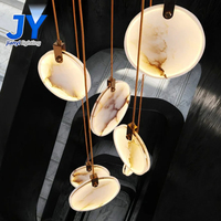 Nouvelle Arrivée Luminaire Suspendu LED en Albâtre Naturel Effet Nuage, Fabrication OEM Personnalisée pour Musée, Auditorium, Hall d'Hôtel, Lustre de Plafond