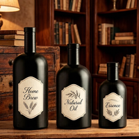 Bouteille en verre noir mat avec bouchon en liège, bouteille en verre vide personnalisée pour liqueur ou huile d'olive 200ml 375ml 500ml 750ml 1000ml