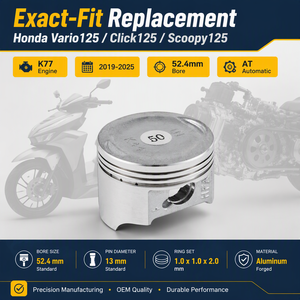 Kit de Pistón de Motocicleta de 52.4 mm para Honda Vario <span class=keywords><strong>125</strong></span> Click <span class=keywords><strong>125</strong></span> <span class=keywords><strong>Scoopy</strong></span> <span class=keywords><strong>125</strong></span>, Piezas de Reparación de Motor OEM - Product Image 1
