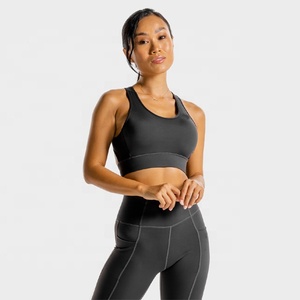 Soutien-gorge de sport pour femme, bretelles croisées, coussinets amovibles, maintien moyen, Spandex/Nylon, respirant, détails en dentelle, Nouvelle Arrivée 2026 - Product Image 1