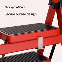 Échelle escamotable en acier au design moderne pour hôtel, 12 marches, tabouret d'escalier rouge, échelles télescopiques pliantes, capacité de charge de 150 kg, 1,28 m