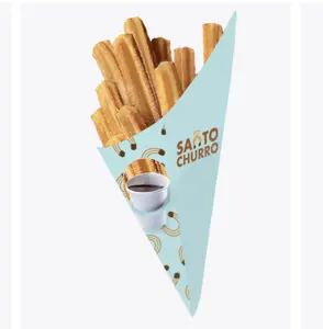 Design personalizzato Take Away Fast Food contenitore vassoio imballaggio carta Churros scatola con pentola per salsa