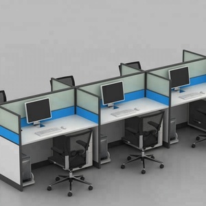 Cubículos de Oficina Modulares en Forma de L con 4 Asientos y Cristal para Call Center - Product Image 5