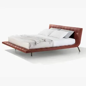 현대 호화스러운 침실 가구 현대 단단한 나무 가구 이탈리아 가죽 침대