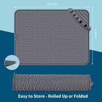 Tapis de séchage rapide en silicone de qualité alimentaire résistant à la chaleur porte-pot ustensiles multiples évier tapis de séchage de la vaisselle avec repose-cuillère