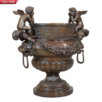 Statue vintage en Bronze pour enfant, art métallique, Vase classique en métal