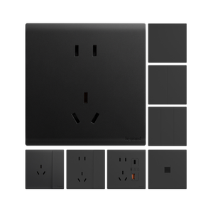 Interruptor de Pared <span class=keywords><strong>Legrand</strong></span>, Diseño Simple y Elegante en Negro Grafito Mate, Interruptor Individual con Cinco Puertos USB, 16A, para Aire Acondicionado y Computadora, Original - Product Image 1