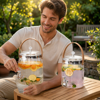 Carafe à eau portable en plastique PET avec robinet, anti-fuite, transparente, distributeur de boissons, compatible eau bouillante, style occidental, pour camping et pique-nique