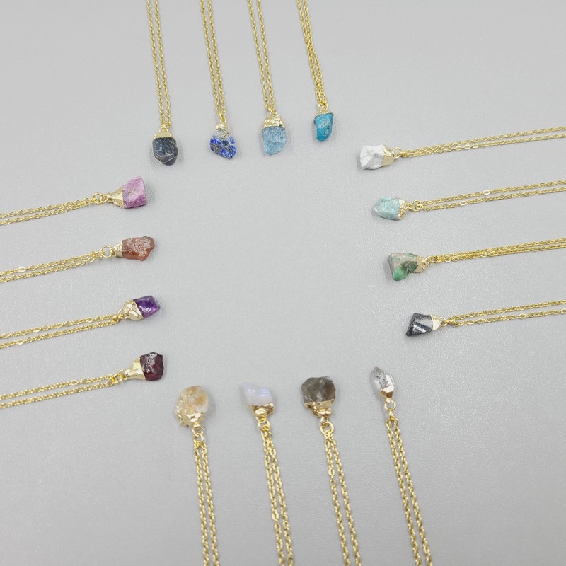 RisingMoon Crystal Pendant Silver Necklace Ocean