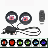 Feux de voiture 12V 6 modes, projecteur laser LED dynamique Devil Eyes avec télécommande pour yeux de démon clignotants