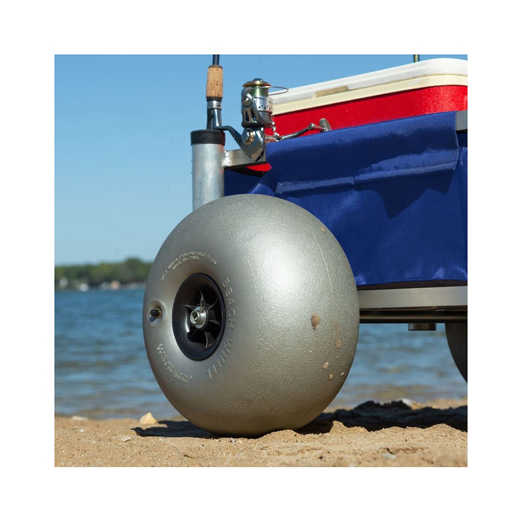 Le grand chariot de plage de pneus de 12 pouces roule les roues larges de ballon de plage de sable pour la plage sablonneuse