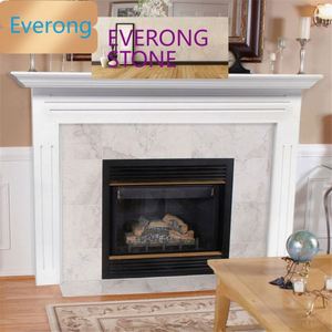 Manteau de cheminée en pierre de marbre blanc naturel conçu - Product Image 5