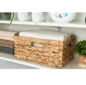 ตะกร้าเก็บของทรงสี่เหลี่ยมผืนผ้าทันสมัย ทำจากผักตบชวา ทอมือ พับได้ เป็นมิตรกับสิ่งแวดล้อม พร้อมหูหิ้วในตัว ใช้งานได้หลากหลาย - Product Image 1