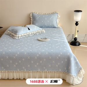 Hongchang Ice Silk Cooling Mat 3-Piece Set Princess Style Lace Bed Skirt Summer <b>Bedding</b> 1.5m 1.8m Bed - Product Image 3