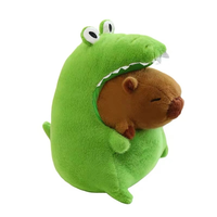 Vente en gros de jouets en peluche de 35 cm de qualité supérieure, capybara portant une combinaison de requin ou une combinaison de grenouille, vente directe d'usine
