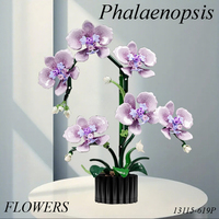 Meiji 13115 Phalaenopsis Fleurs d'orchidée en pot, kit de modélisation de plantes artificielles, puzzle, cadeau d'anniversaire pour adultes, ensembles de blocs de construction