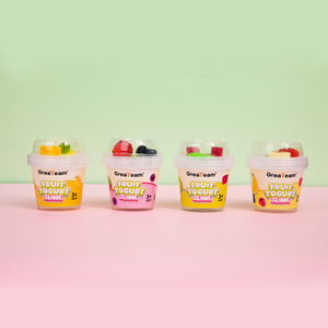 어린이 DIY 슬라임 4개입 팩, 부드러운 과일 요거트 슬라임 젤리 퍼티 TPR 액세서리 포함, 150g 스트레스 해소용 피젯 무독성 장난감 - Product Image 1