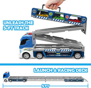 Camión de Transporte Plegable de 135 cm, Juego de 6 Coches de Carreras Metálicos, Catapulta Deformable, Lanzamiento, Transportador de Coches Navideño, Juguetes de Plástico para Navidad - Product Image 4