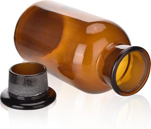 Bouteille en verre ambré vide, grande bouteille ambrée transparente à large ouverture, bouteille d'apothicaire 125 ml - Product Image 4