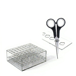 Custom Logo Luxury Eco-Friendly Transparent/Rose Gold Acrylic Paintbrush Display Holder Size Holes for Retail Shops-Water - Product Image 1