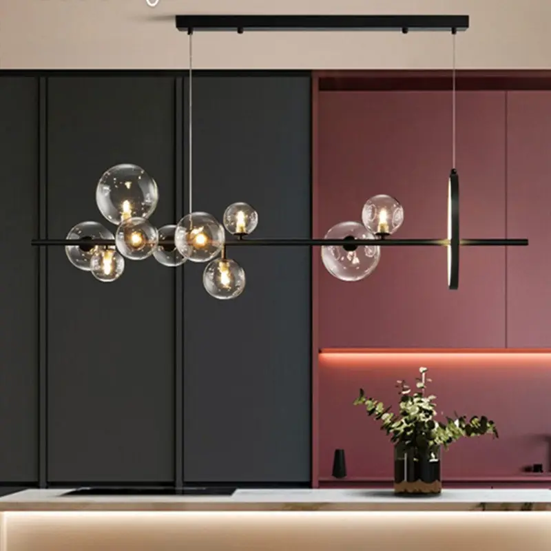 hot sales Post Modern Nordic G9 light bulbs glass black Pendant light for restaurant living room