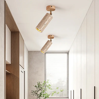 Plafonnier LED moderne de style médiéval, Wabi Sabi japonais, en pierre jaune et bois, spot LED réglable, lampe décorative pour balcon et chambre