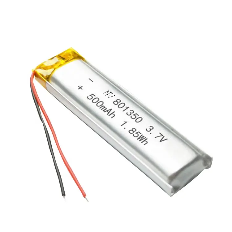 แบตเตอรี่ลิเธียมไอออน3.7V 500mAh 801350 Lipo ขนาดเล็กสำหรับอุปกรณ์อิเล็กทรอนิกส์