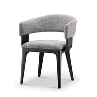 Chaise de salle à manger rembourrée au design moderne BST avec dossier incurvé, pieds en bois de frêne, tissu en cuir, pour la maison ou l'hôtel