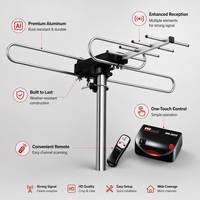 Antena HDTV Yagi Luar Ruangan UHD-3942C, Dapat Diputar dengan Remote, Digital, UHF VHF FM 28dbi, Tahan Air, Dilengkapi Amplifier, Tiang