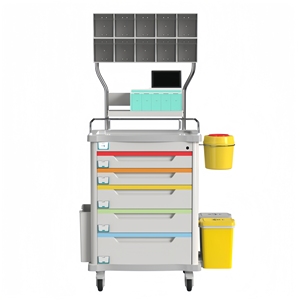 Medical Intelligent Anesthesia <strong>Trolley</strong> with 10 Tilt Bins and 5 Drawers Hospital Emergency Crash Cart for Anesthesiologist - Product Image 1