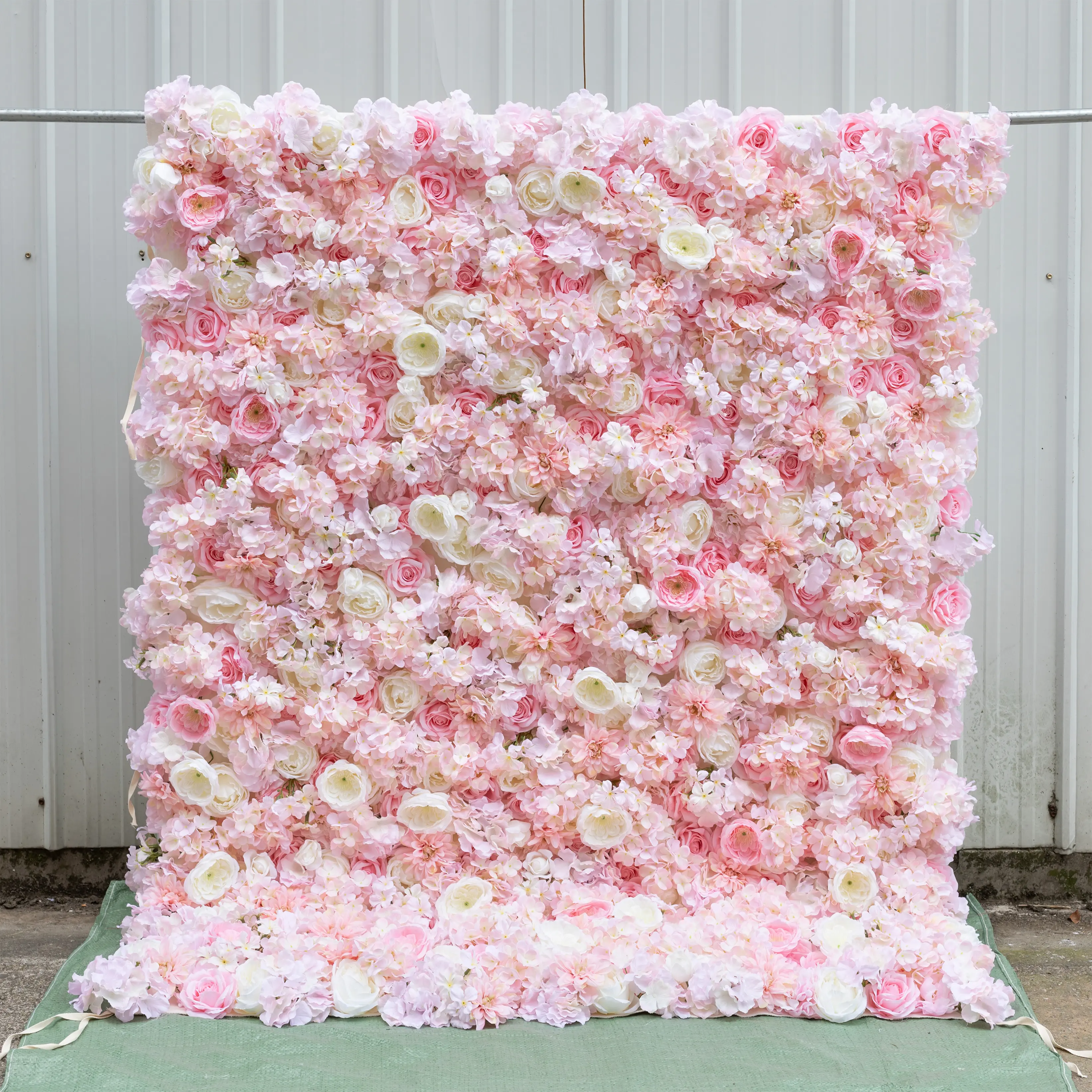 Fondo de pared de boda roja 3D de 8x8 pies, tela artificial enrollada, pared de flores para decoración de boda