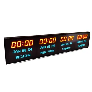 Zhong Xiaoxiao marka 4 saat dilimi saat Led büyük duvar çok bölge saat Led dijital saat dilimi ile duvar saati tarih