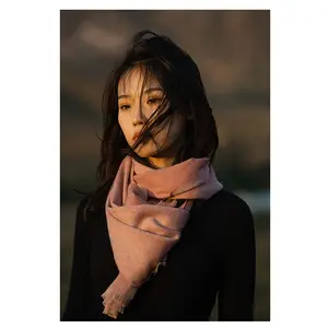 Doppelseitig gebürsteter Schal Damen Luxus 100% Kaschmir Schal benutzer definierte 2022 einfarbige reine Kaschmir Schals Pashmina für Frauen