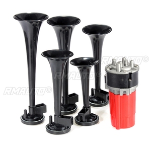 Bocina de aire para coche de 12V, 125dB, negra, 5 trompetas musicales Dixie, compresor para coche Duke of Hazzard - Product Image 2