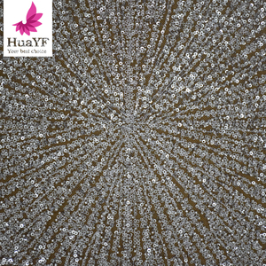 HY2107 Luxury French Shiny Beaded Sequin Bridal <strong>Lace</strong> <strong>Heavy</strong> Glitter Wedding Tulle Dress <strong>Fabric</strong> - Product Image 3