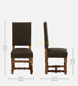 Fauteuil d'appoint élégant en bois sculpté avec assise et dossier rembourrés, pieds tournés et traverses décoratives, style classique vintage - Product Image 6