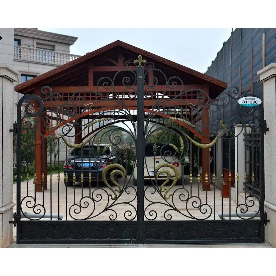 Grelha moderna da casa do estilo europeu design da porta da frente ferro forjado portão principal para o jardim