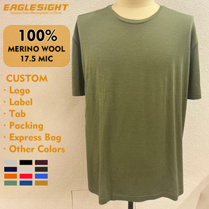 חולצת טי לגברים ונשים מ-100% צמר מרינו 17.5 מיקרון סופר-דק 150 גרם/מ'² ג'רזי, מותג פרטי בהתאמה אישית - Product Image 1