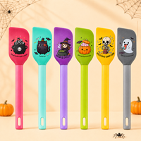 Ensemble de spatules de cuisine en silicone pour Halloween, design citrouille, fantôme, crâne, outils de pâtisserie en silicone, cuillère à mélanger double tête