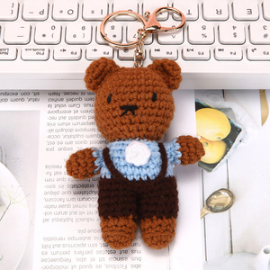 QYS Cute Handmade Faux Fur Bunny Bear Plush <b>Keychain</b> Soft Animal Pendant Fashion Bag Charm Key Ring Gift for Women Girls - Product Image 6