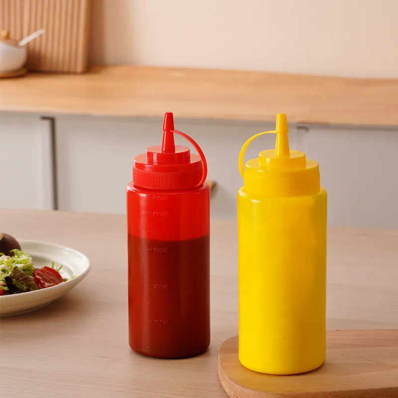 Temizle ölçekli 36oz büyük mutfak depolama sıkmak fışkırtma şişe sos gıda sınıfı plastik squeez şişeleri