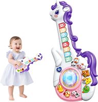 Guitare musicale licorne EPT pour tout-petits, jouet interactif d'apprentissage des sons des animaux, jeu de quiz lumineux, mélodie éducative, cadeau