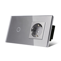 Interruptor Táctil de Vidrio de Primera Calidad TAWOIA con Certificación CE ROHS EAC, Interruptor Normal de 1 Grupo con Enchufe Tipo F para Interiores del Hogar