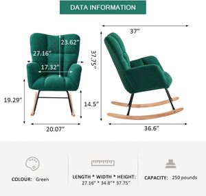 Pépinière de luxe nordique verte Teddy Glider <span class=keywords><strong>Fauteuil</strong></span> <span class=keywords><strong>à</strong></span> <span class=keywords><strong>bascule</strong></span> <span class=keywords><strong>à</strong></span> dossier haut Chaises <span class=keywords><strong>à</strong></span> <span class=keywords><strong>bascule</strong></span> pour salon chambre <span class=keywords><strong>à</strong></span> coucher - Product Image 6