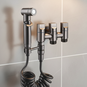 Pulvérisateur de bidet <span class=keywords><strong>portable</strong></span> moderne en acier inoxydable, mural, à jet vertical, installation facile, trois sorties pour appartement - Product Image 4