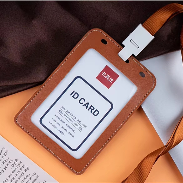 Wholesale Customized Modern Eco-Friendly PU ID Credit Card Holder Bus Card Student ID Badge Holder Work ID Card Holder Lanyard