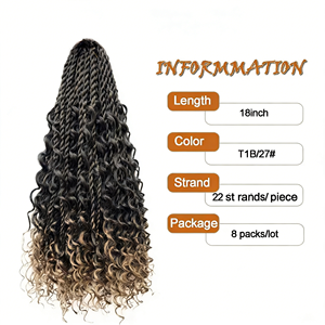 Nouvelles Tendances : Cheveux au Crochet Torsadés Sénégalais 18 Pouces Pré-Bouclés avec Pointes Frisées Style Bohème Déesse – Tresses à <span class=keywords><strong>Prix</strong></span> Usine pour la Vente en Gros - Product Image 3