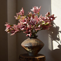 Nouvel Arrivage – Magnolia Artificiel Séché à Bords Brûlés, Qualité Premium, Fleurs Élégantes d'Automne, Décoration pour la Maison et Arrangements de Mariage